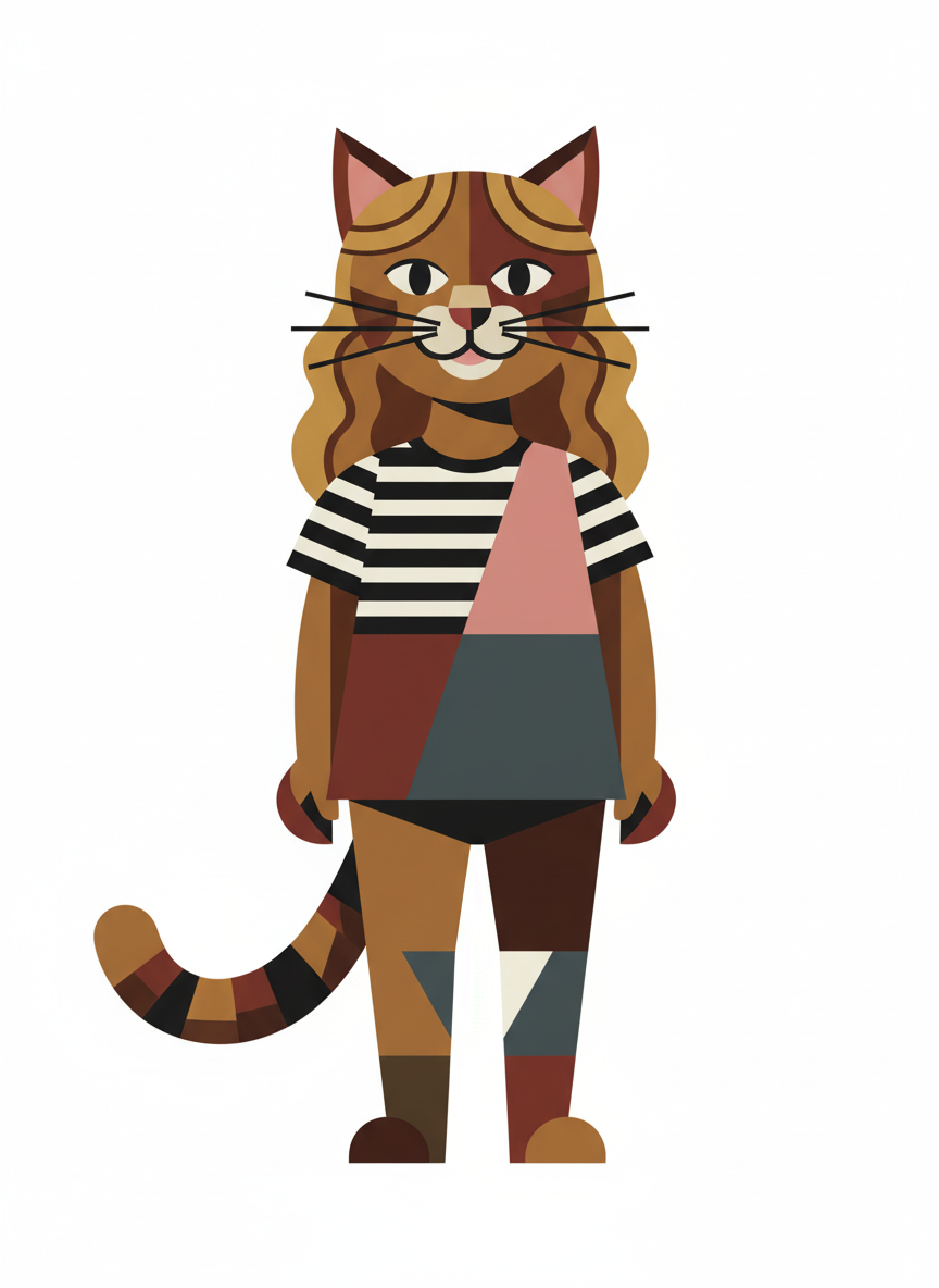 Mary the Playful Cat - Cubist Painting