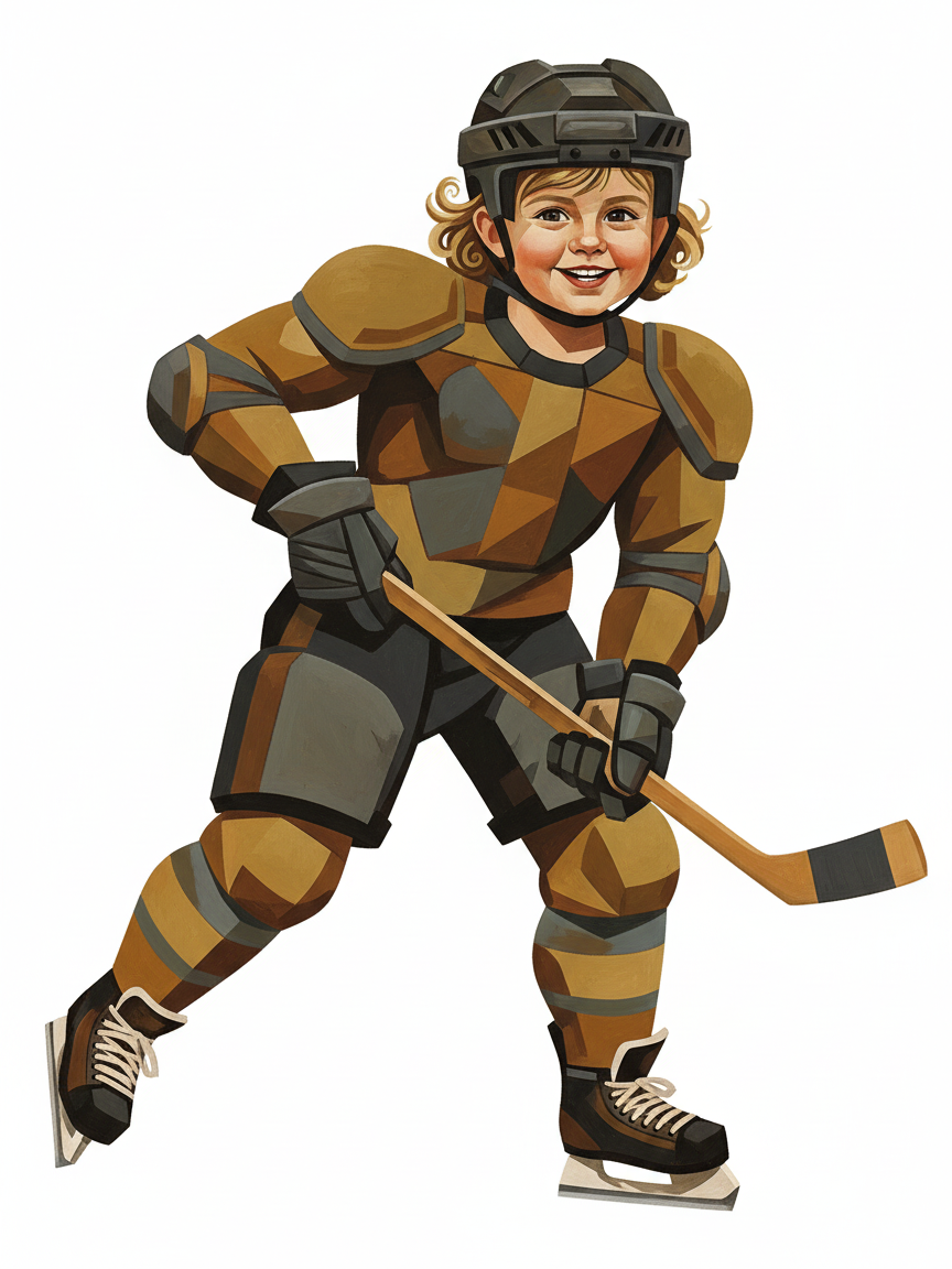Hockey Star Julia - Cubist Painting