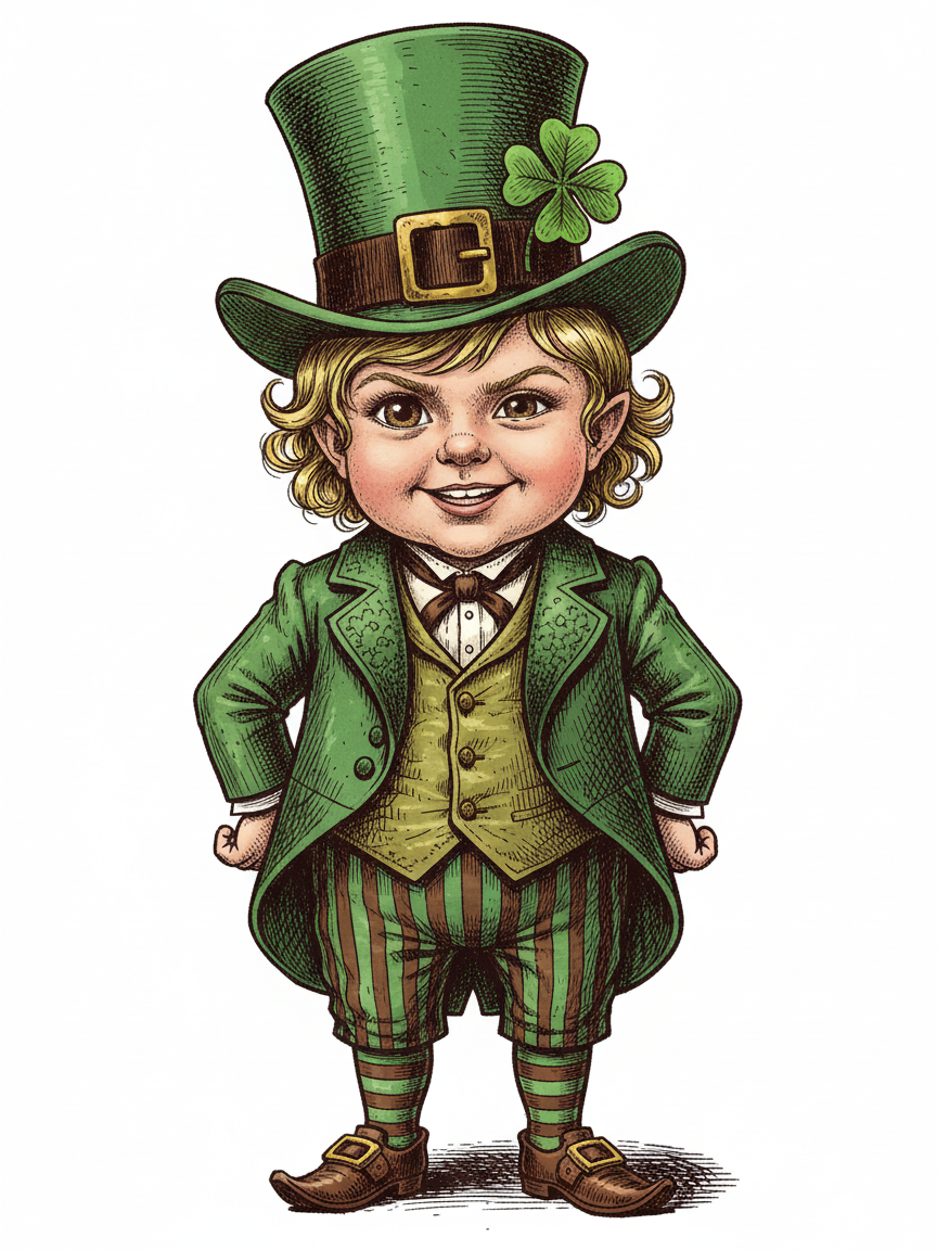 Julia the Lucky Leprechaun - Victorian Illustration