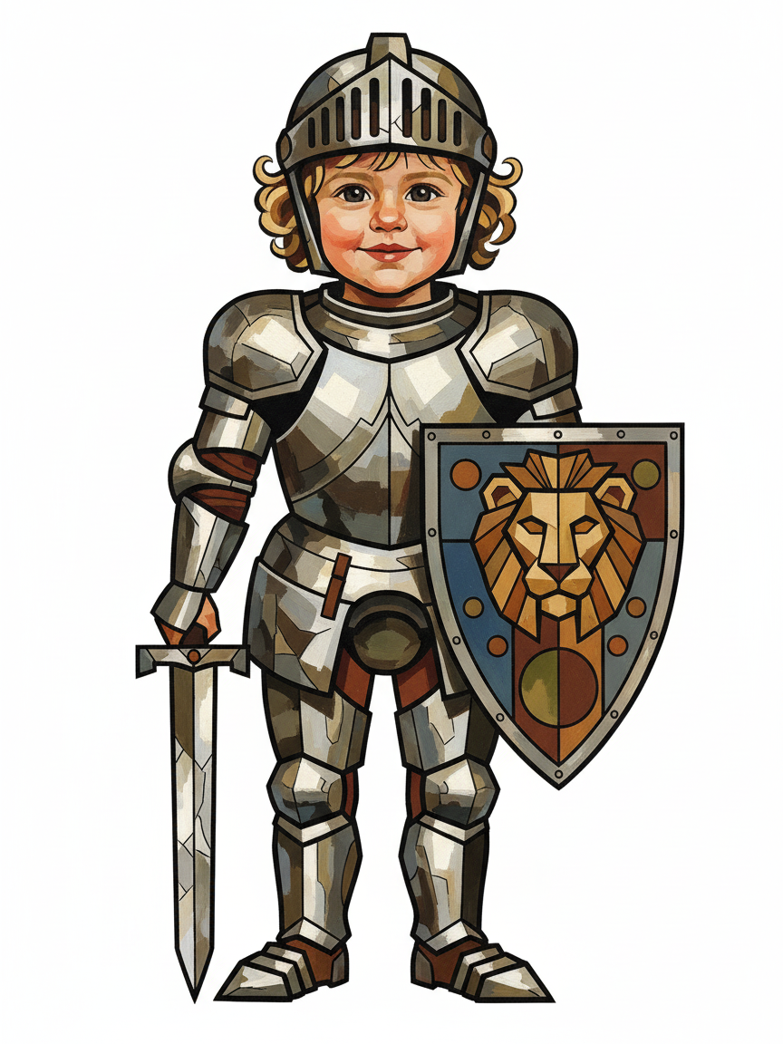 Julia the Brave Knight - Cubist Painting