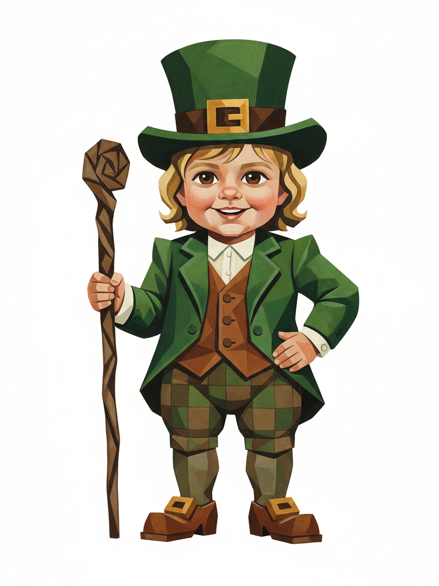 Julia the Lucky Leprechaun - Cubist Painting