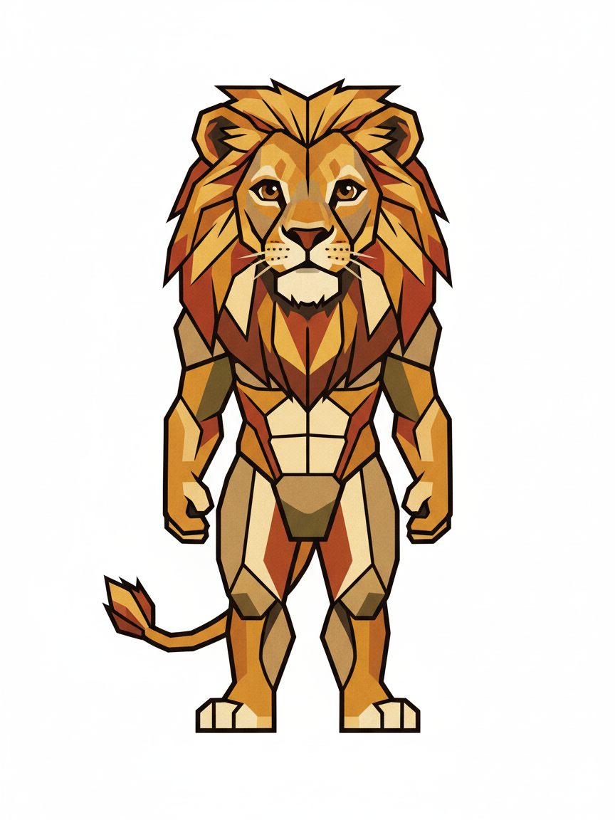 Julia the Brave Lioness - Cubist Painting