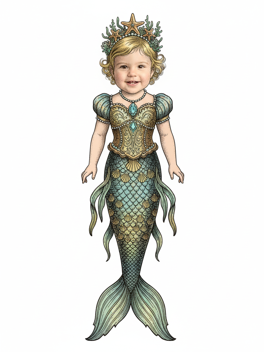 Julia the Ocean Princess - Victorian Illustration