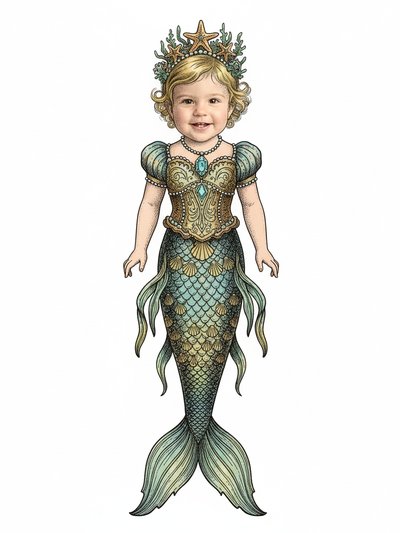 Julia's Magical Mermaid Adventure 🧜‍♀️ - Victorian Illustration