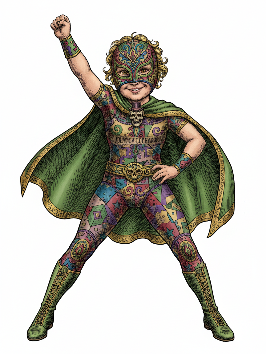 Julia the Luchadora - Victorian Illustration