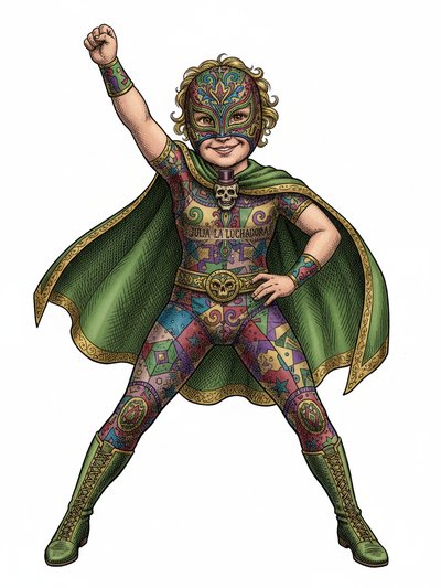 Julia's Luchador Adventure - Victorian Illustration