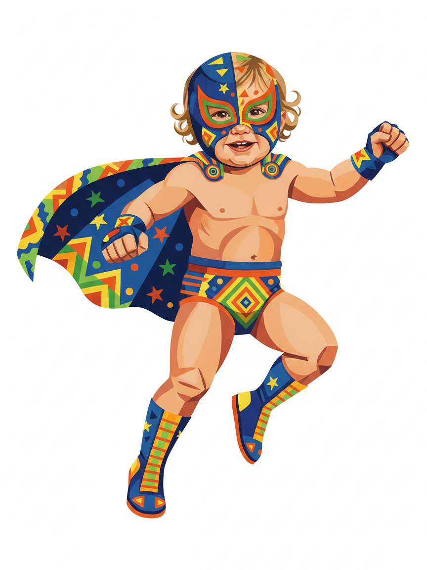 Julia the Luchadora - Cubist Painting