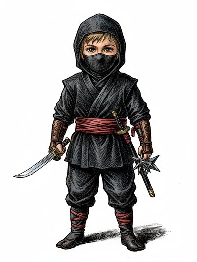 Our Little Ninja Julia 🌟 - Victorian Illustration