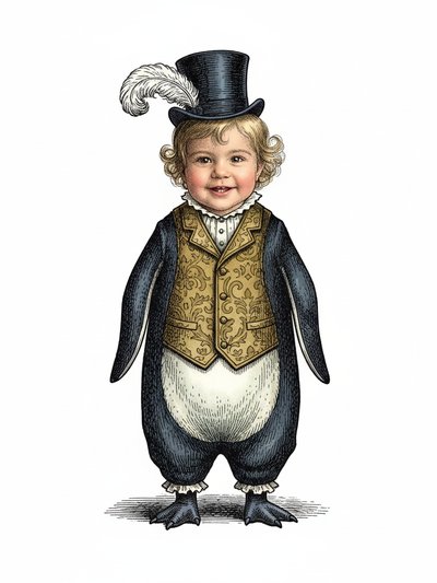 Julia's Penguin Adventures 🐧 - Victorian Illustration