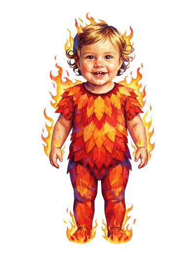 Julia's Fiery Adventure 🌟 - Cubist Painting