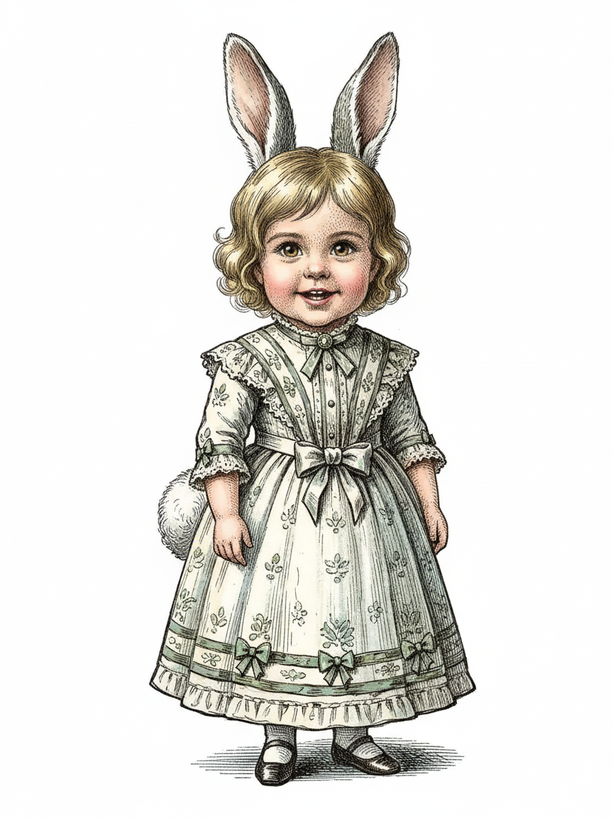 Julia the Bunny - Victorian Illustration