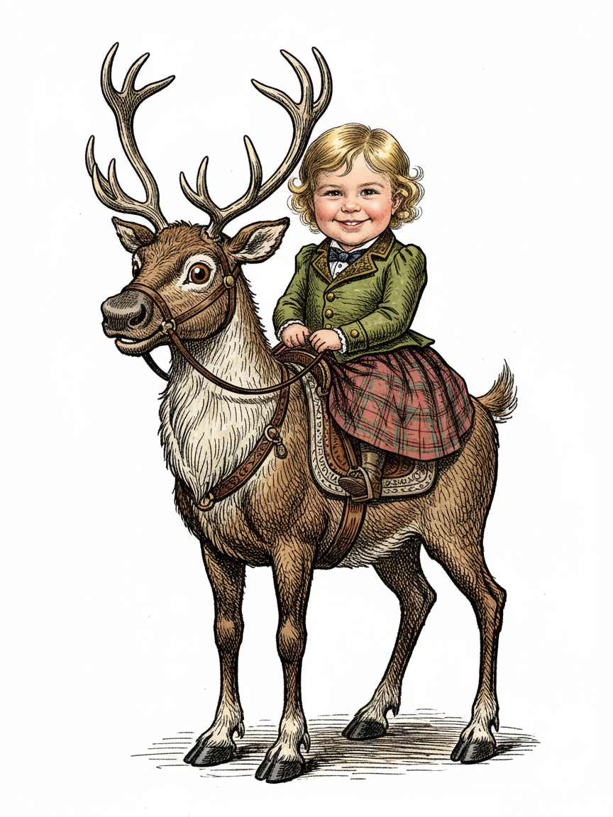 Reindeer Julia - Victorian Illustration