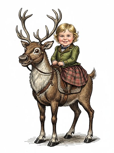 Julia's Reindeer Adventure 🦌 - Victorian Illustration