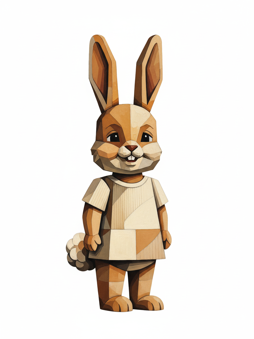 Julia the Bunny - Cubist Painting