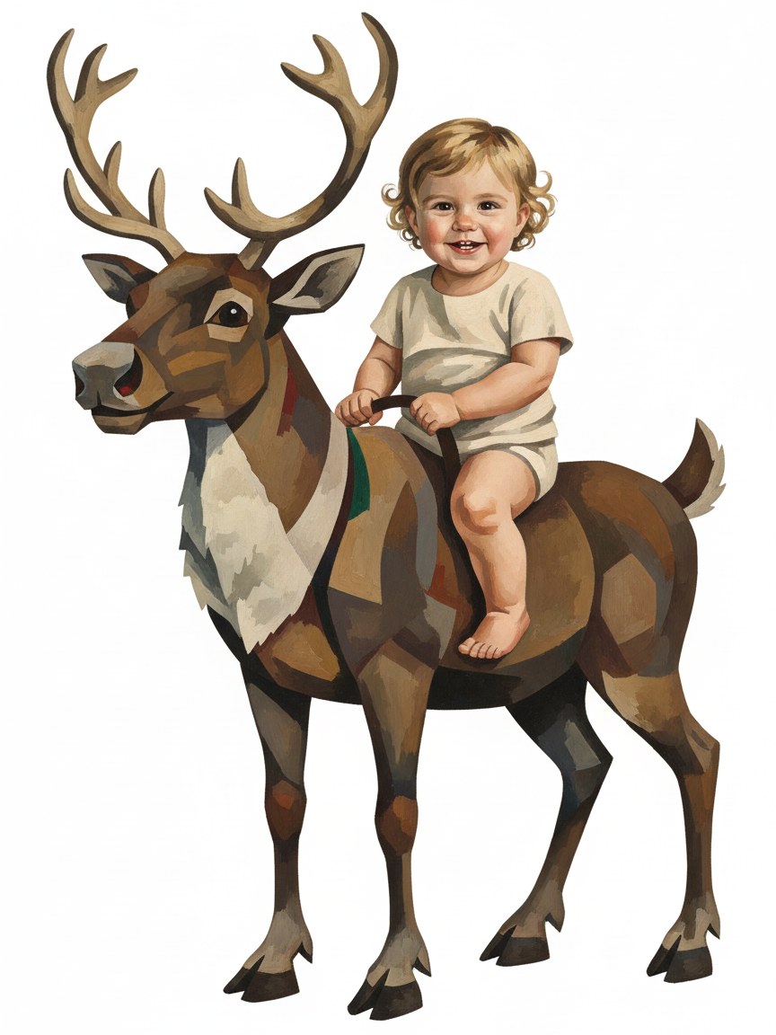 Reindeer Julia - Cubist Painting