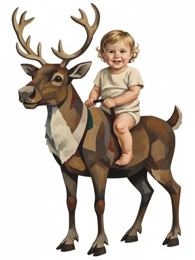 Julia's Reindeer Adventure 🦌 - Cubist Painting