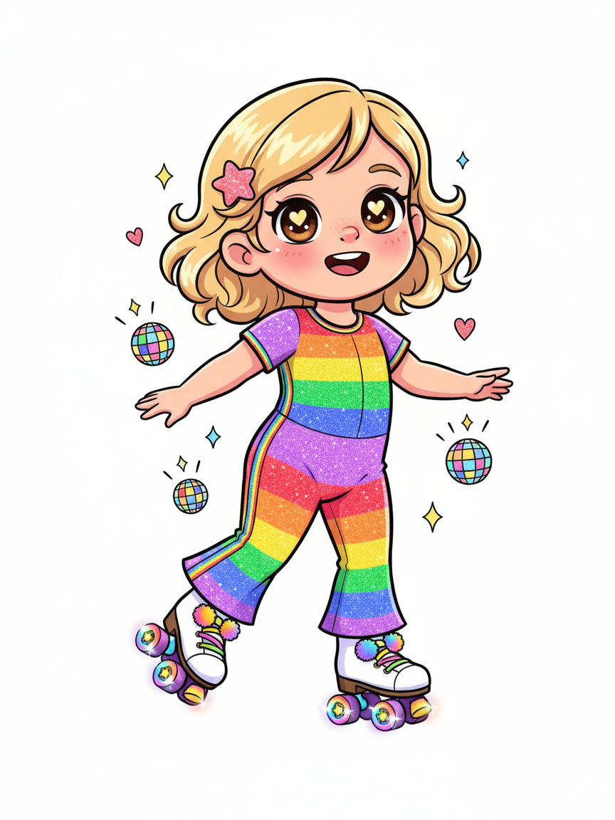 Julia the Roller Disco Queen - Kawaii Cute