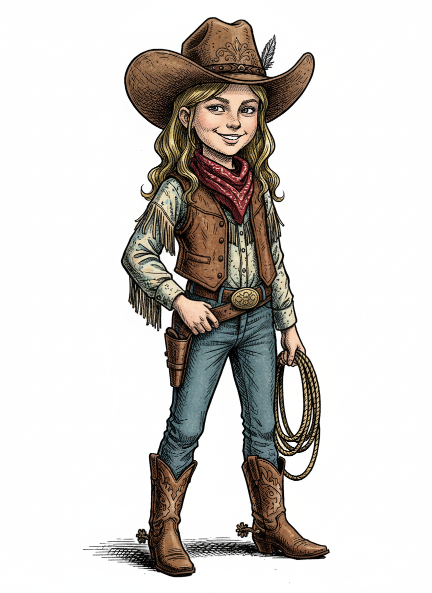 Cowgirl Mary - Victorian Illustration