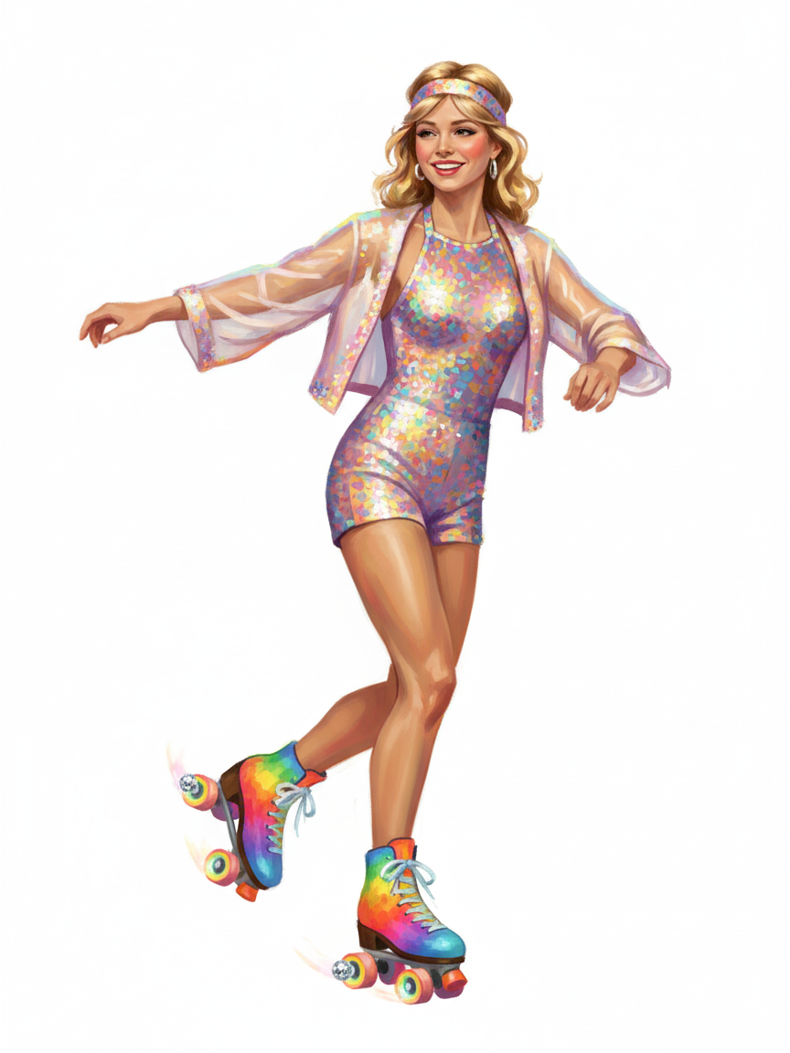 Julia the Roller Disco Queen - Impressionist Painting