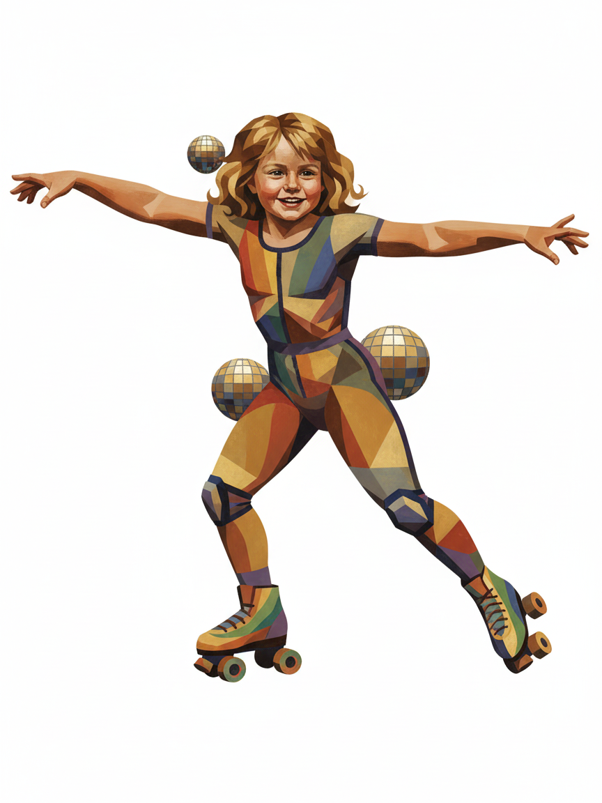 Julia the Roller Disco Queen - Cubist Painting