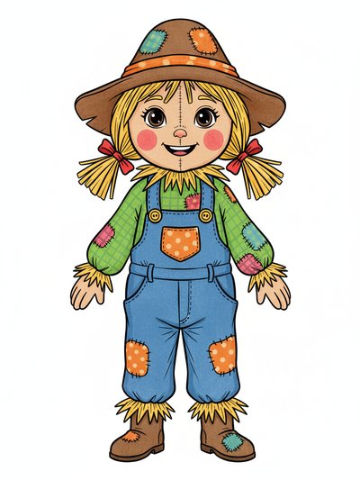Julia's Scarecrow Adventure 🌾 - Classic Coloring Book