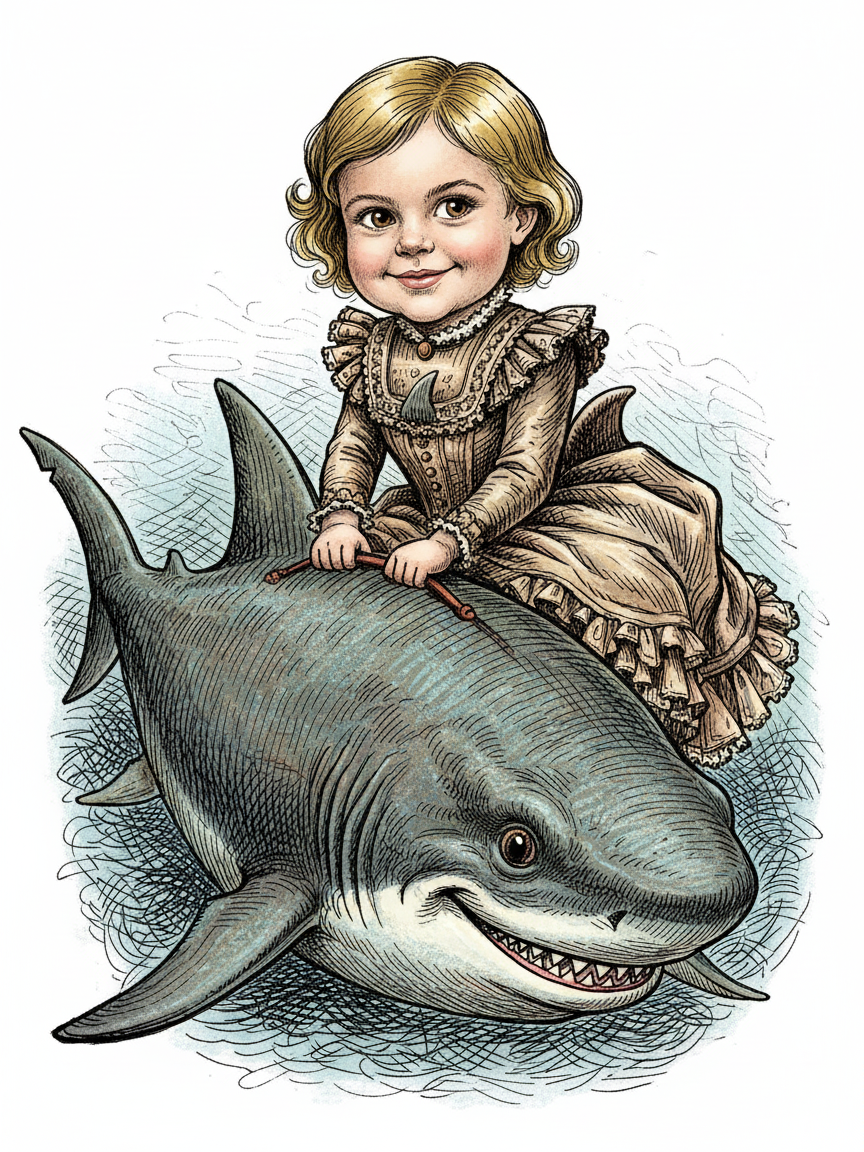 Julia the Smiling Shark - Victorian Illustration