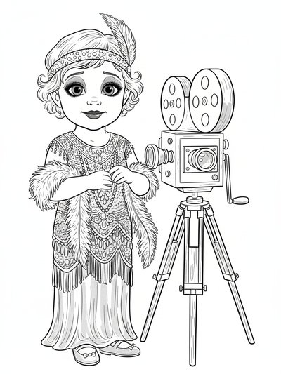 Julia's Silent Movie Magic 🎥 - Classic Coloring Book