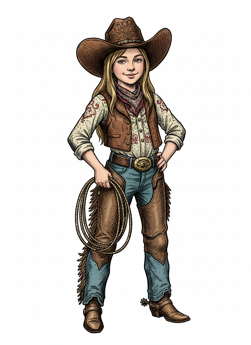 Mary the Bold Cowgirl - Victorian Illustration
