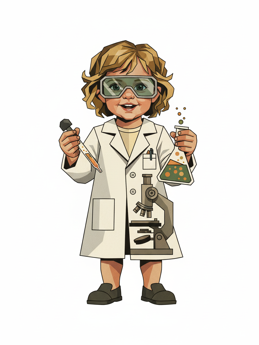 Julia the Curious Scientist - Cubist Painting