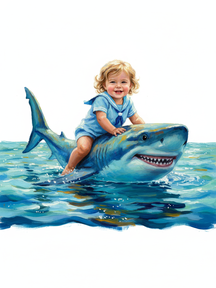 Julia the Smiling Shark - Impressionist Painting