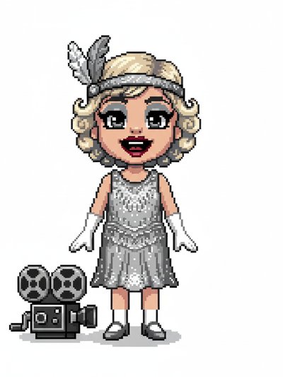 Julia's Silent Movie Magic 🎥 - Pixel Art