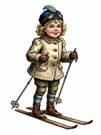 Julia's Snowy Adventures ⛷️ - Victorian Illustration