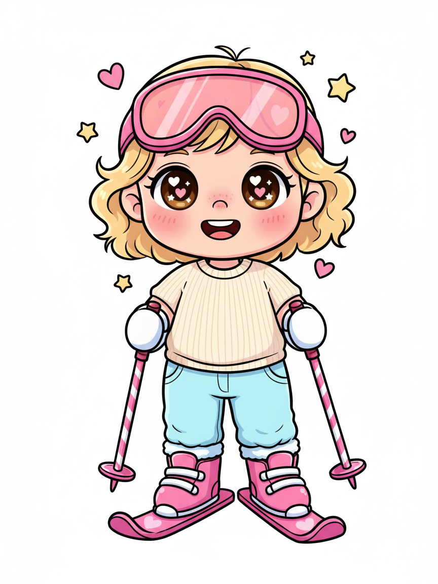 Julia the Little Skier - Kawaii Cute