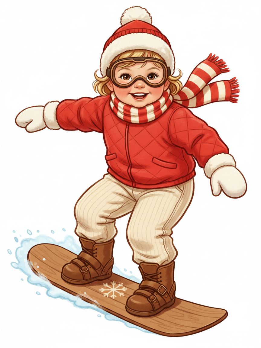 Julia the Snowboarder - Vintage Storybook