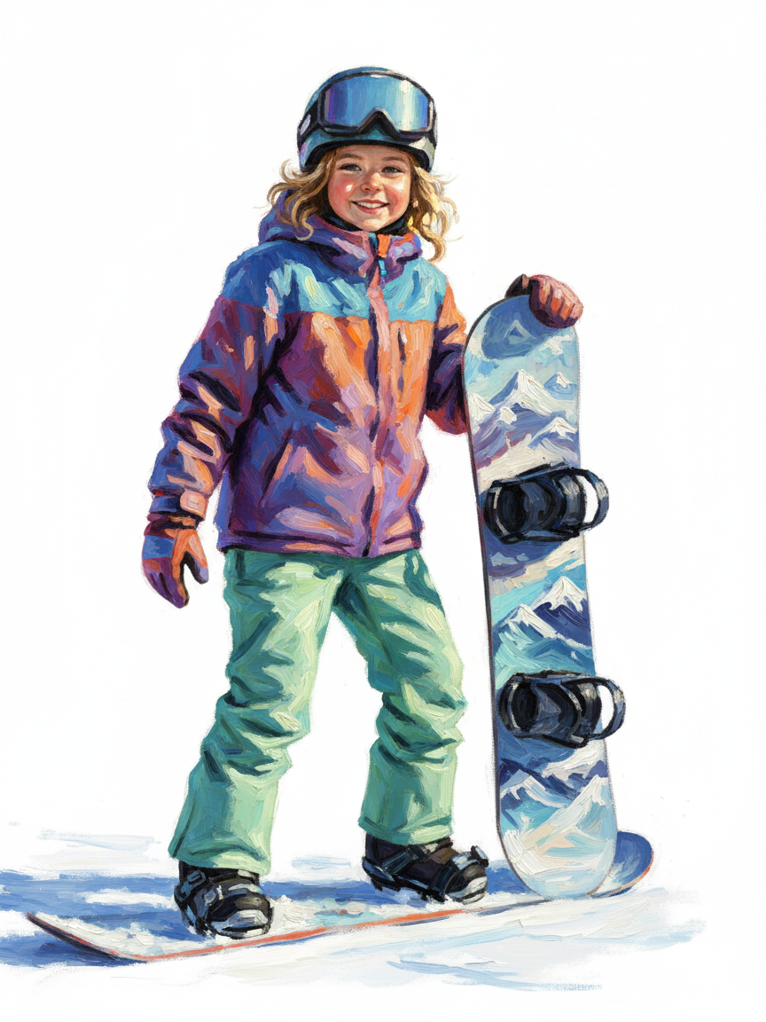 Julia the Snowboarder - Impressionist Painting