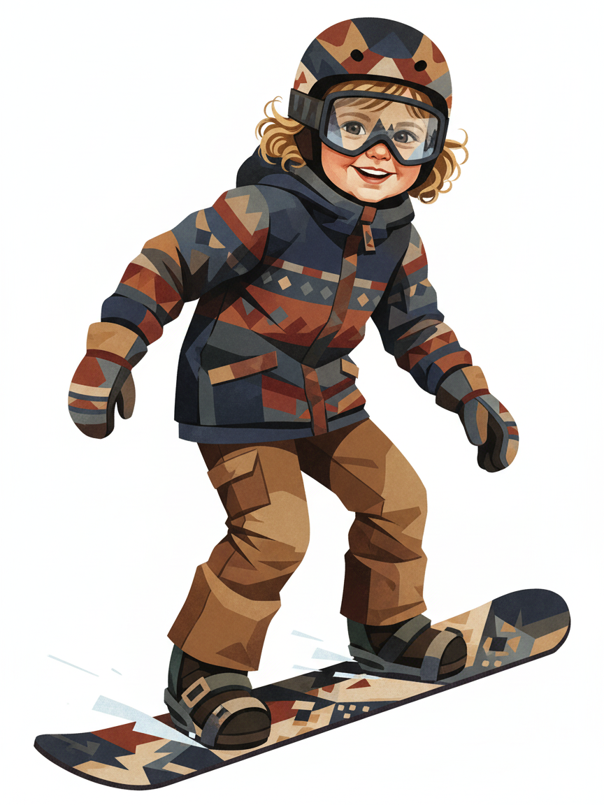 Julia the Snowboarder - Cubist Painting