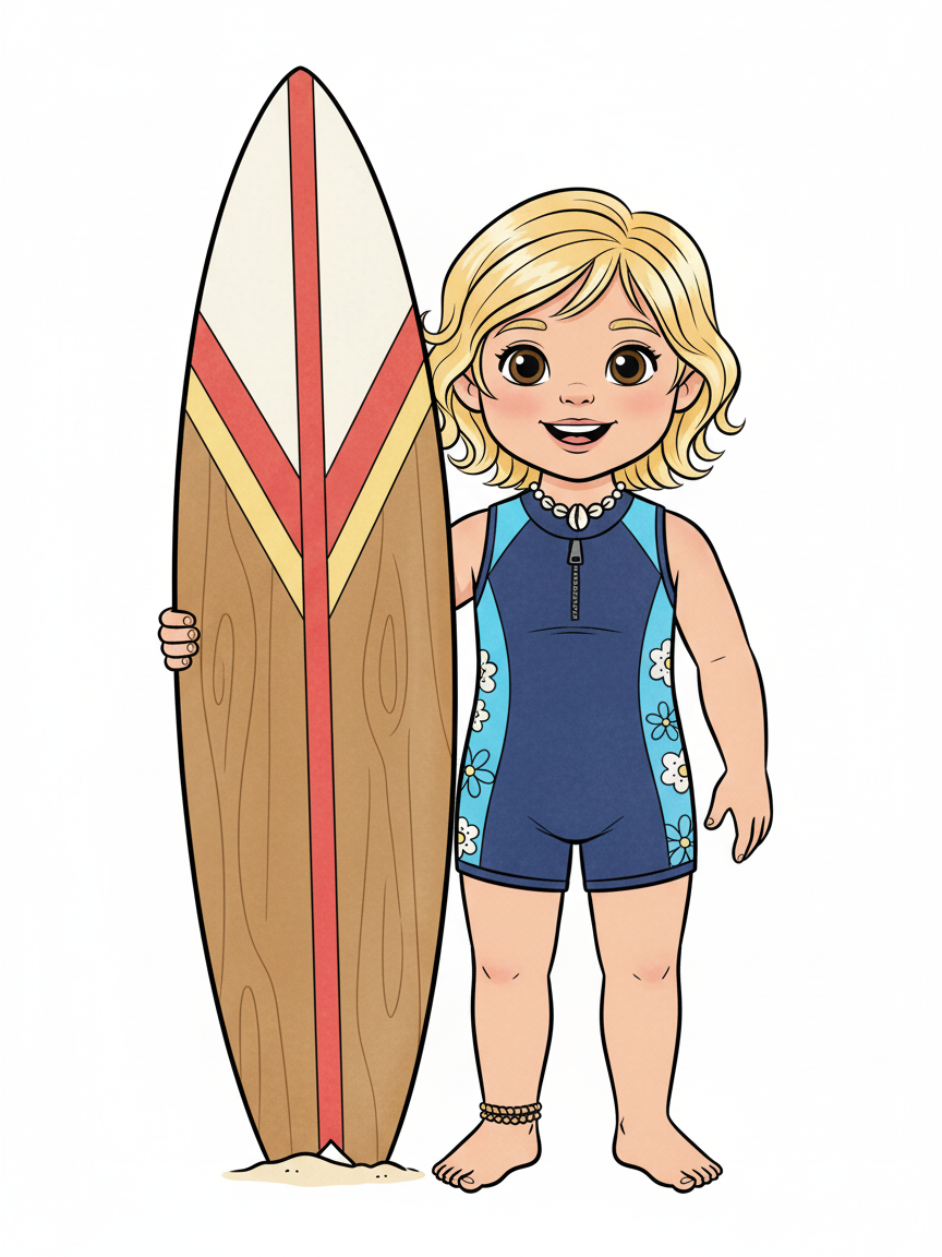 Surfer Julia - Classic Coloring Book