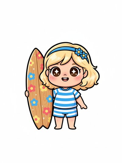 Julia's Surfing Adventure 🌊 - Kawaii Cute