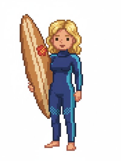 Julia's Surfing Adventure 🌊 - Pixel Art