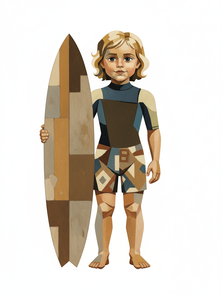 Surfer Julia - Cubist Painting
