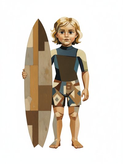 Julia's Surfing Adventure 🌊 - Cubist Painting