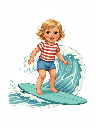 Our Little Surfer Girl 🌊 - Vintage Storybook