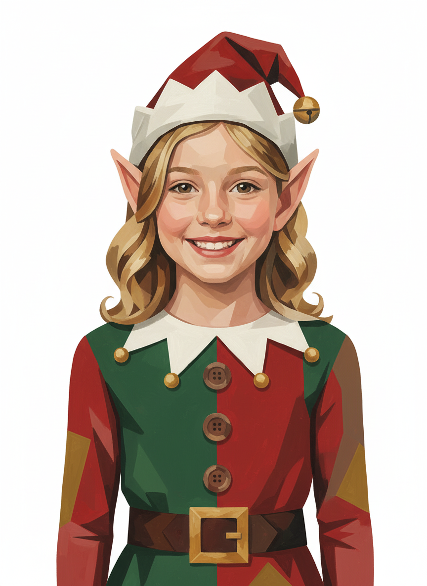 Merry Mary the Elf - Cubist Painting