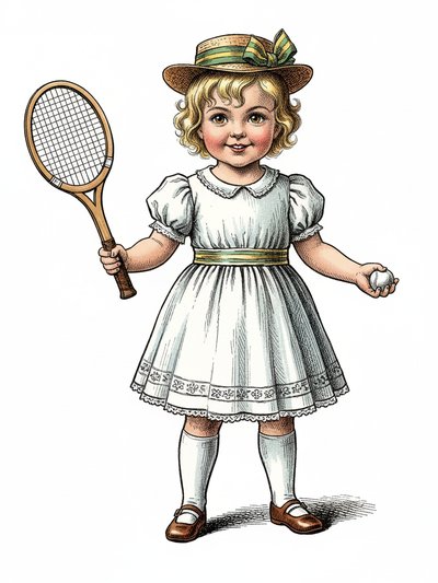 Julia's Tennis Adventure 🎾 - Victorian Illustration