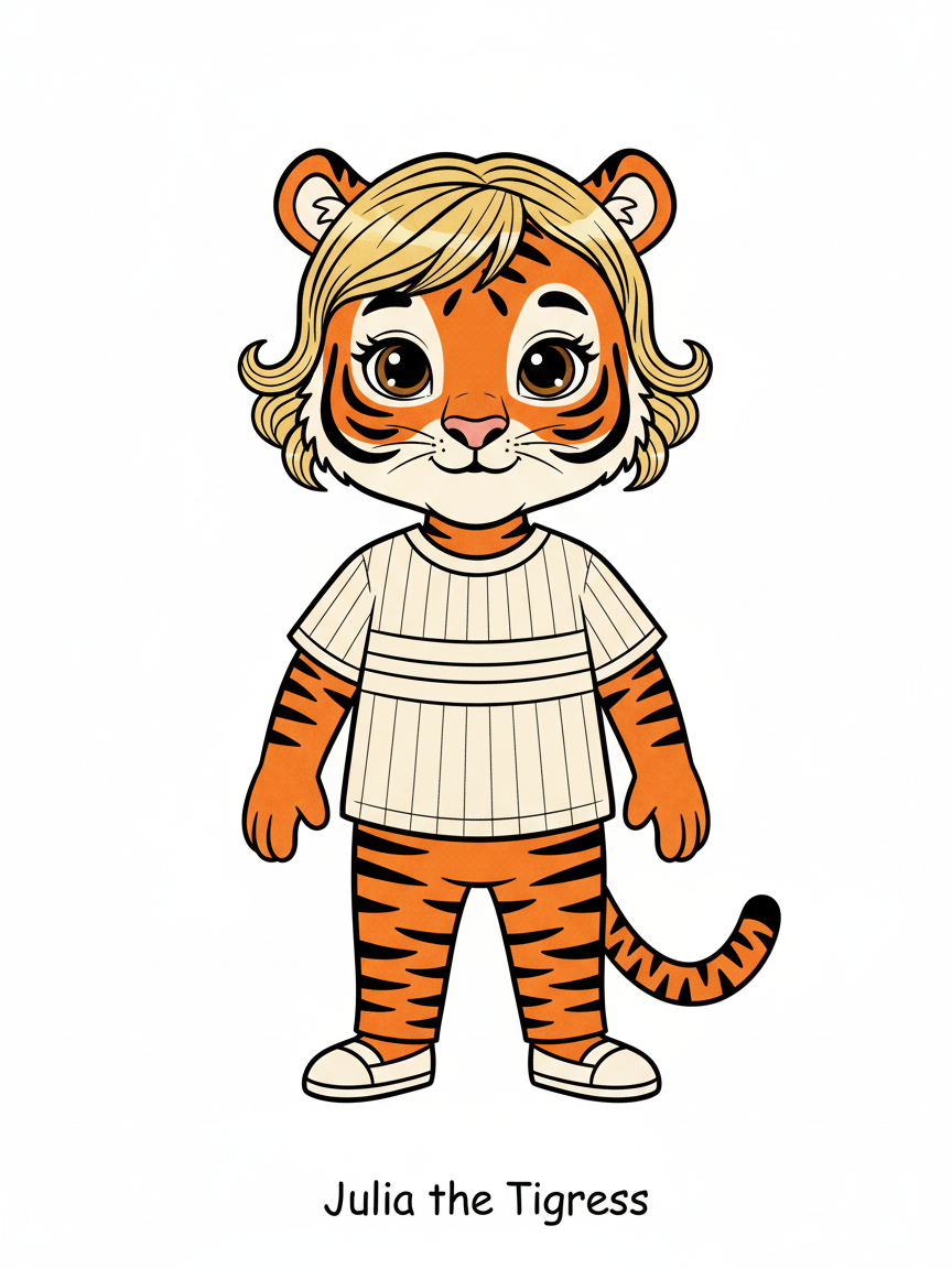 Julia the Tigress - Classic Coloring Book