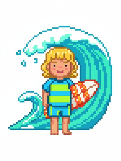 Our Little Surfer Girl 🌊 - Pixel Art