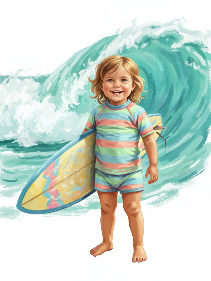 Julia the Wave Rider - Impressionist Painting