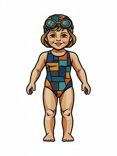 Our Little Swimmer Julia 🌊 - Cubist Painting