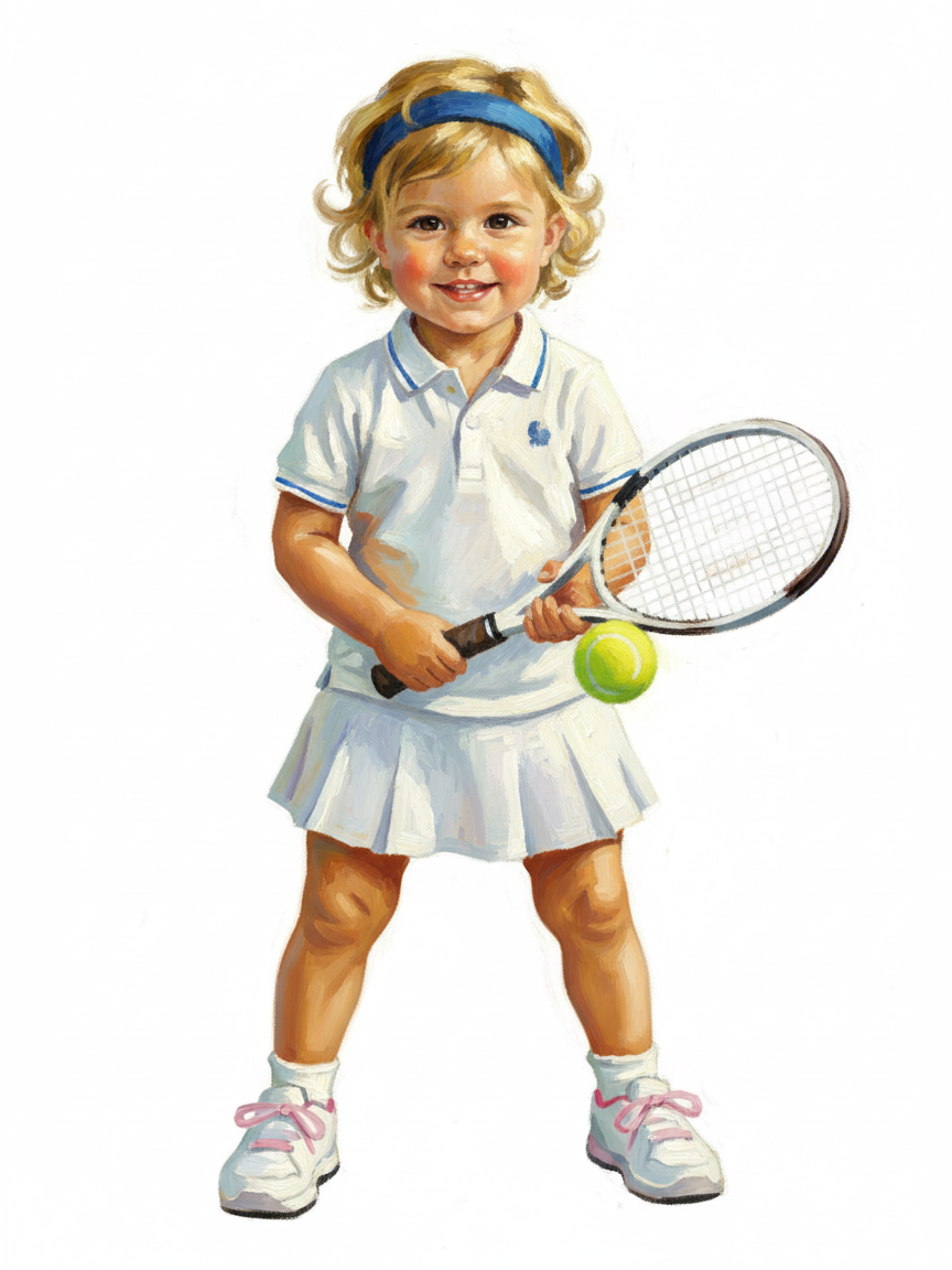 Julia the Tiny Tennis Star - Impressionist Painting
