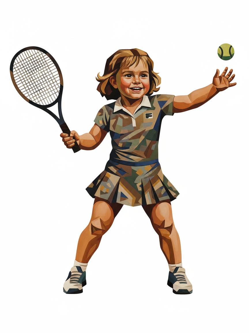 Julia the Tiny Tennis Star - Cubist Painting